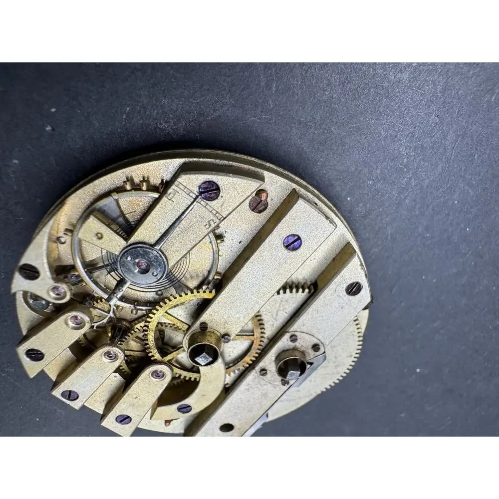 Vintage Unsigned European Pocket Watch White Dial Movement For Parts / Repair